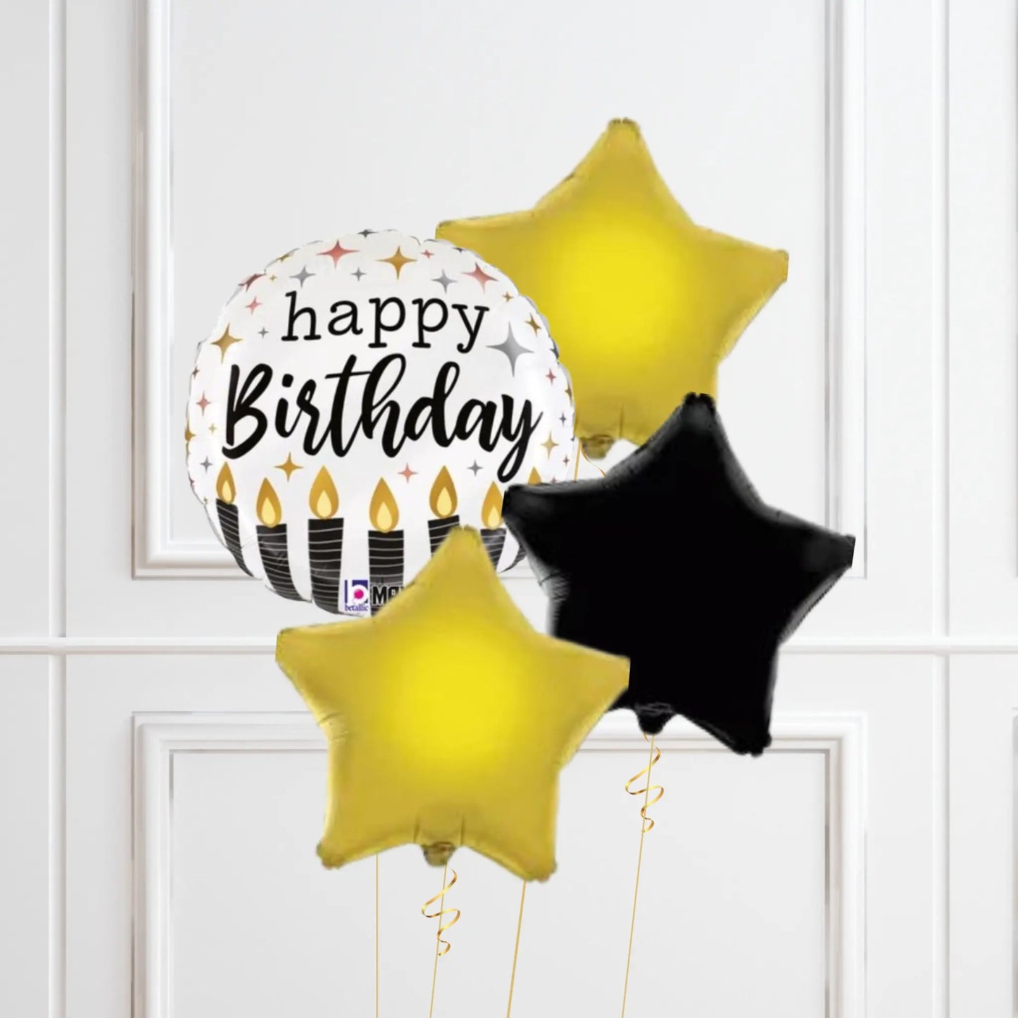 Elegant Birthday Balloon Bundle - Gold, Black & White Themed Foil Set | The Party Hut