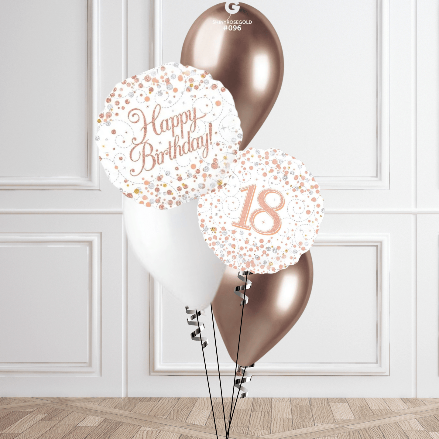 Elegant Rose Gold 18th Birthday Balloon Bouquet | The Party Hut