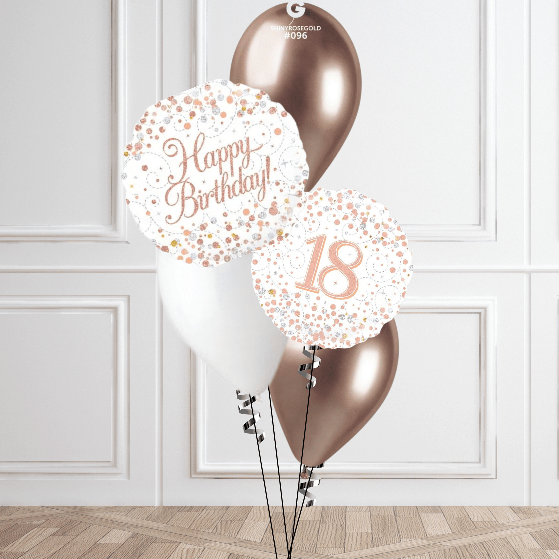 Sparkling Rose Gold 18th Birthday Balloon Bouquet