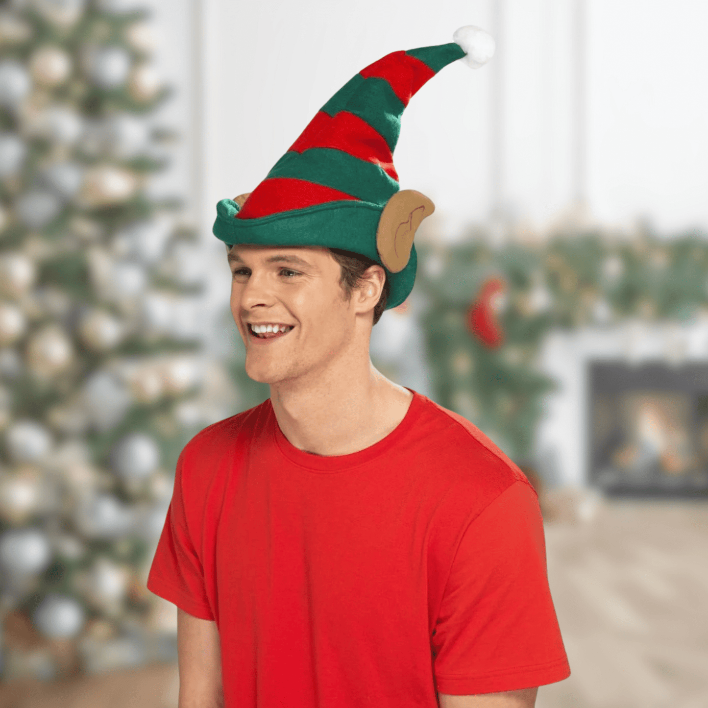 Elf Hat with Ears – Festive Red & Green Hat for Christmas Cheer | The Party Hut