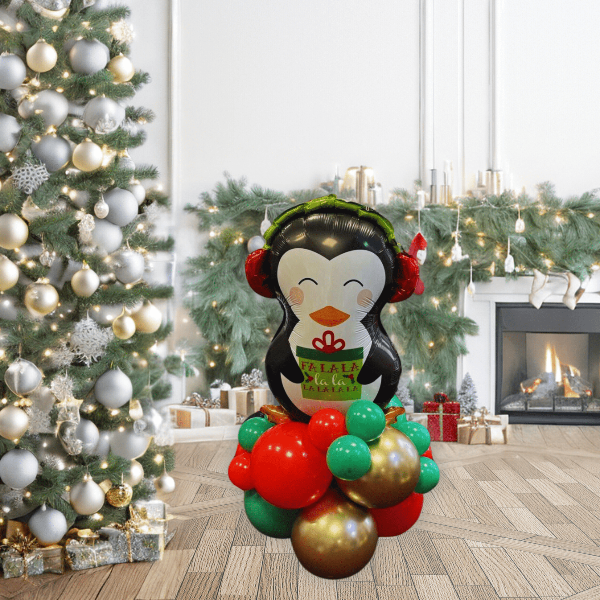 Festive Penguin Balloon Stack