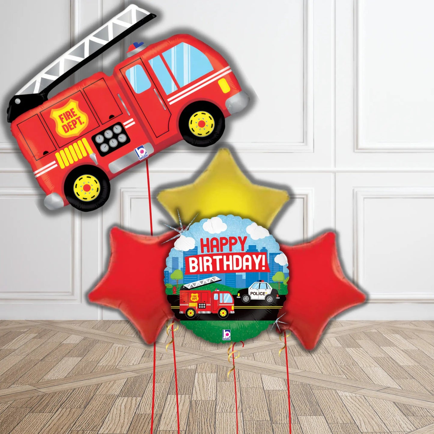 Fire Truck Birthday Balloon Bouquet Set | The Party Hut