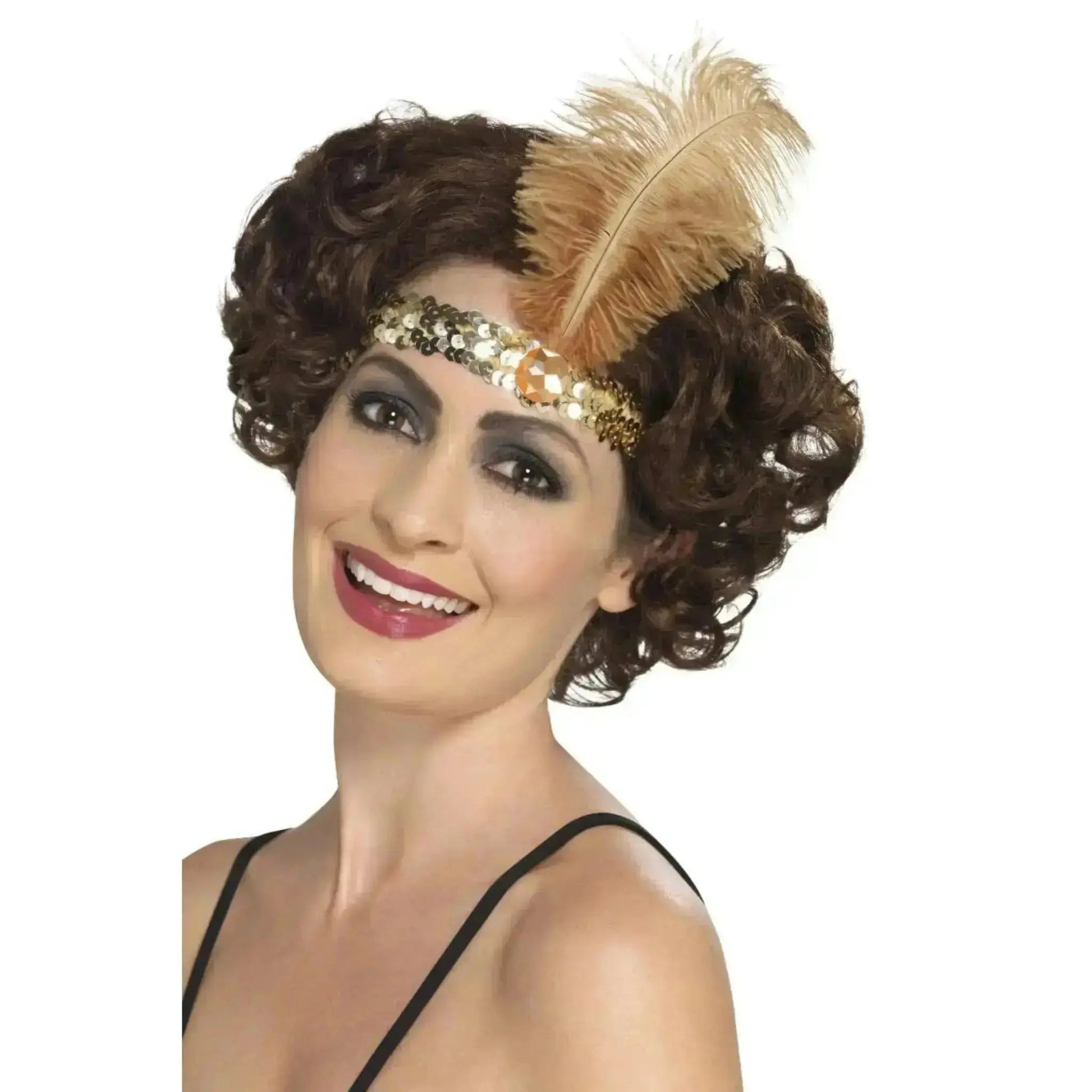 Flapper Headband With Feather