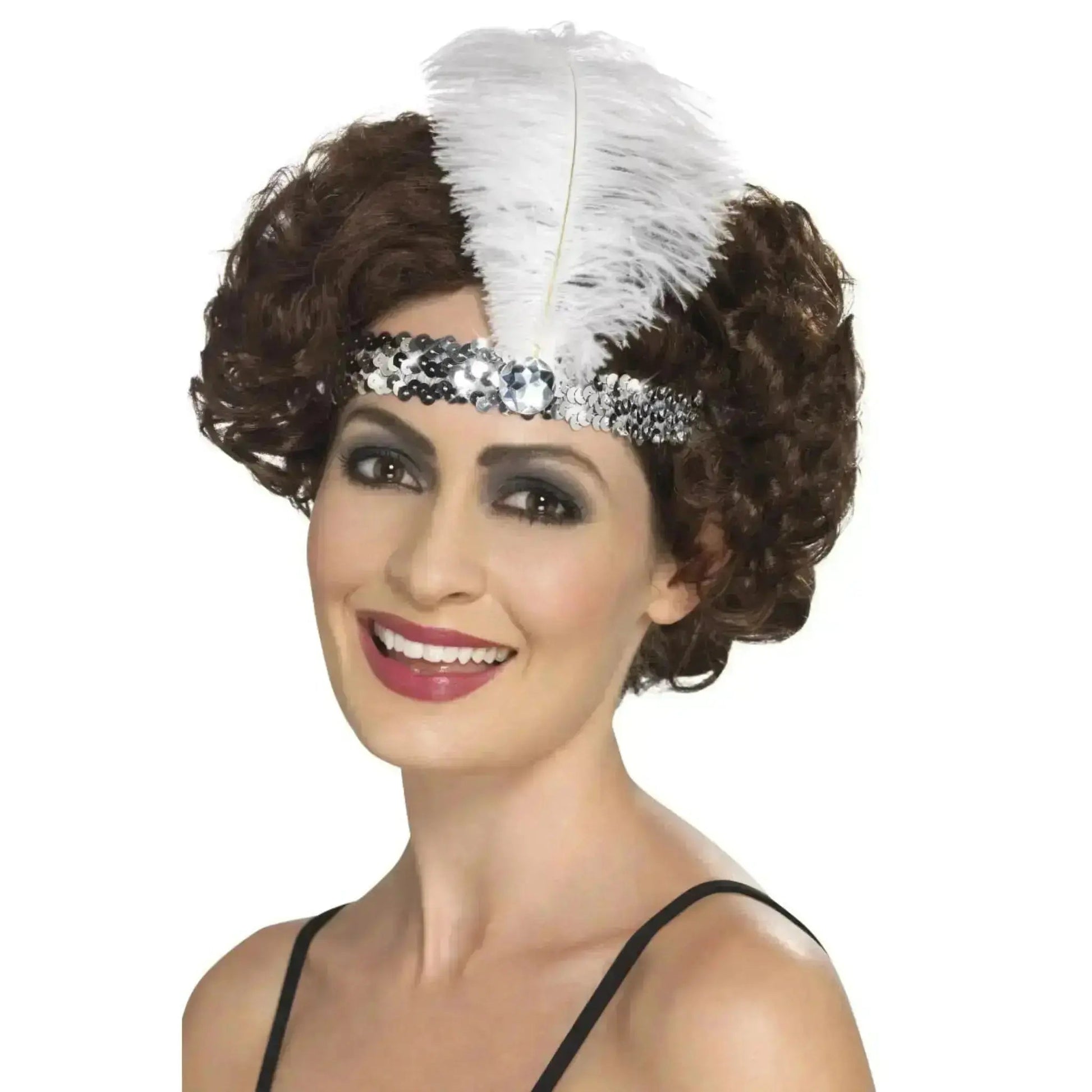 Flapper Headband With Feather