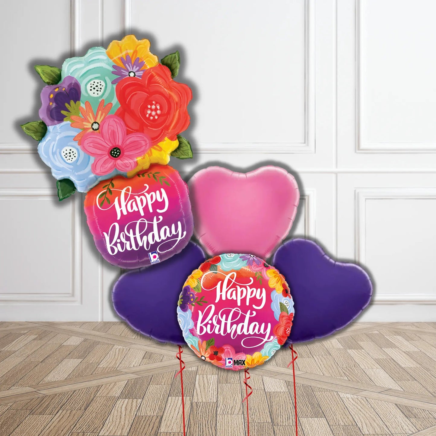 Floral Burst Happy Birthday Balloon Bouquet | The Party Hut