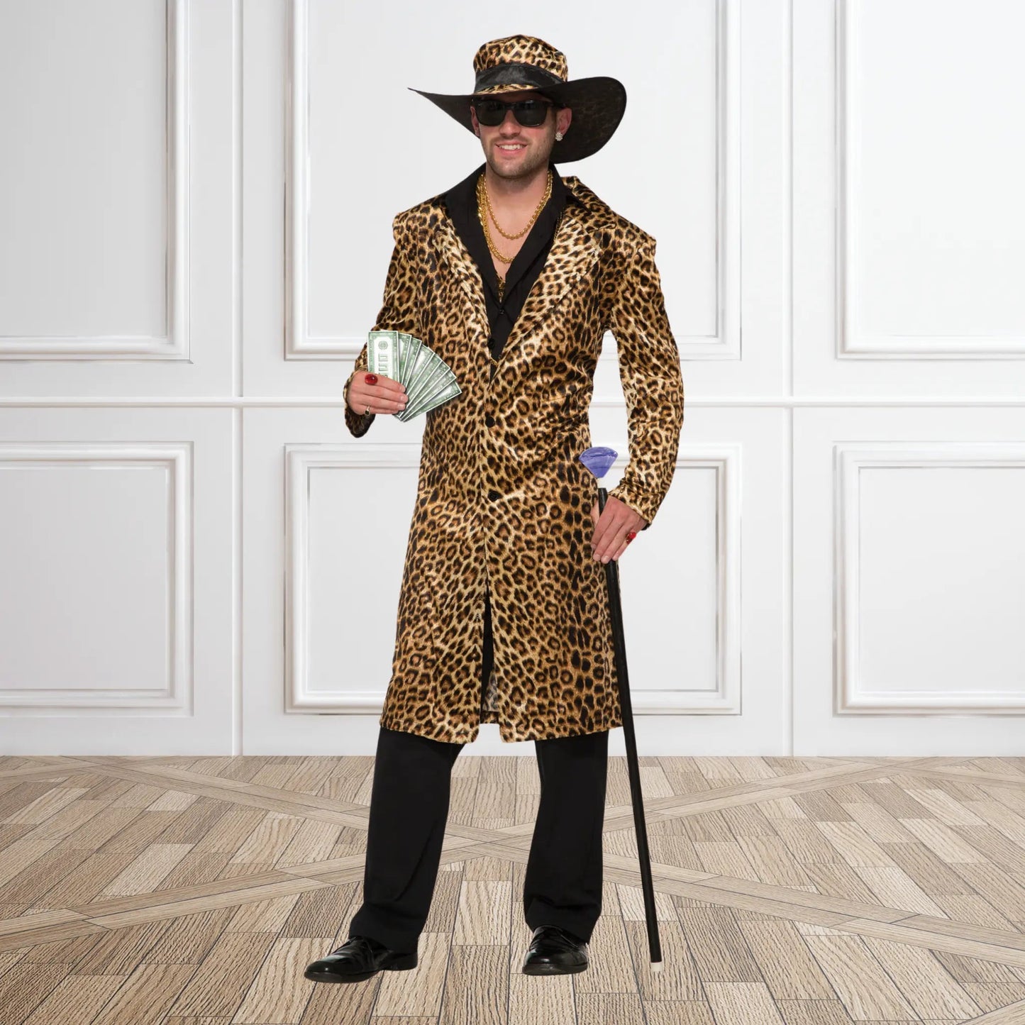 Funky Leopard Pimp Jacket & Hat – Bold Animal Print Costume | The Party Hut