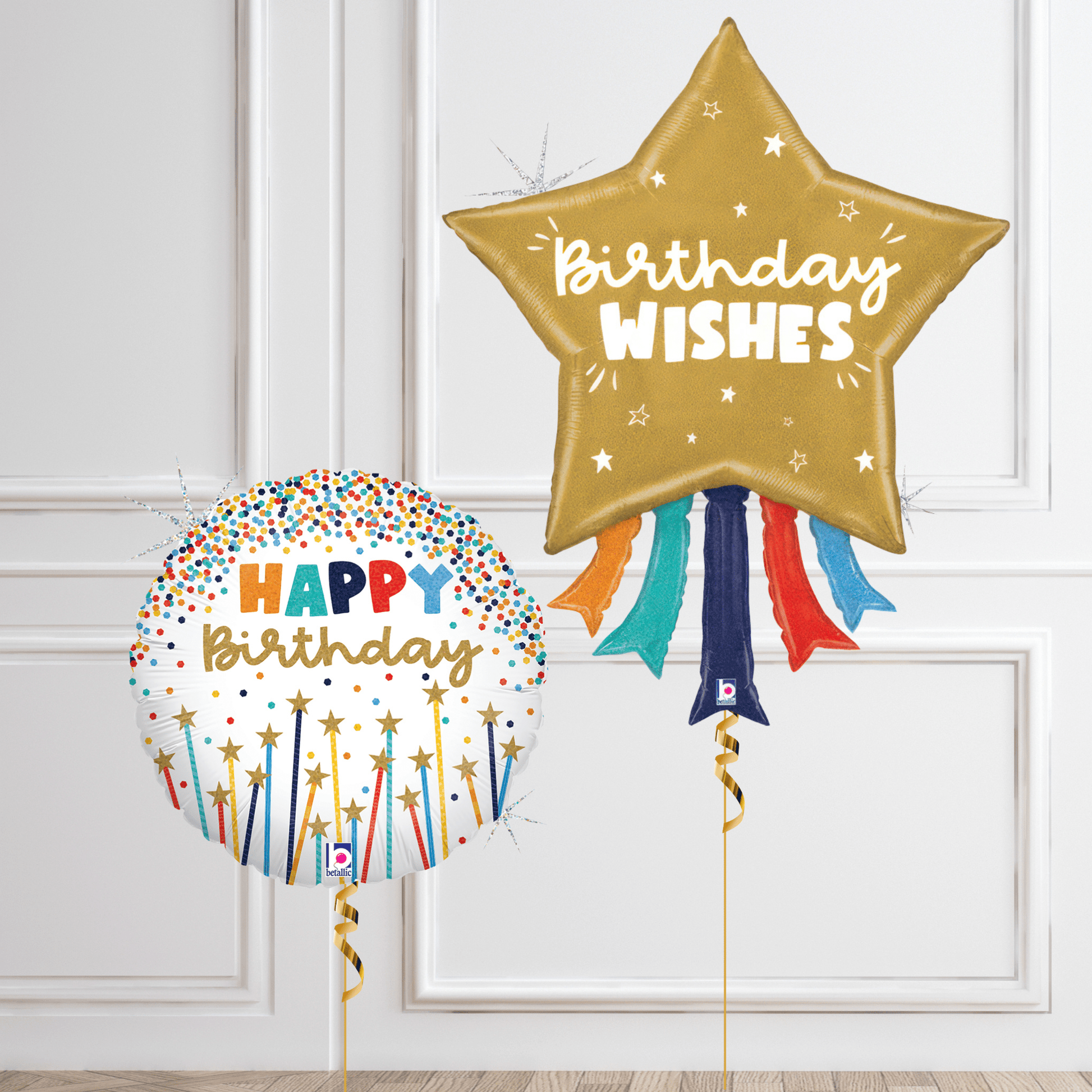 Glitter Candles and Star Birthday Balloon Bouquet