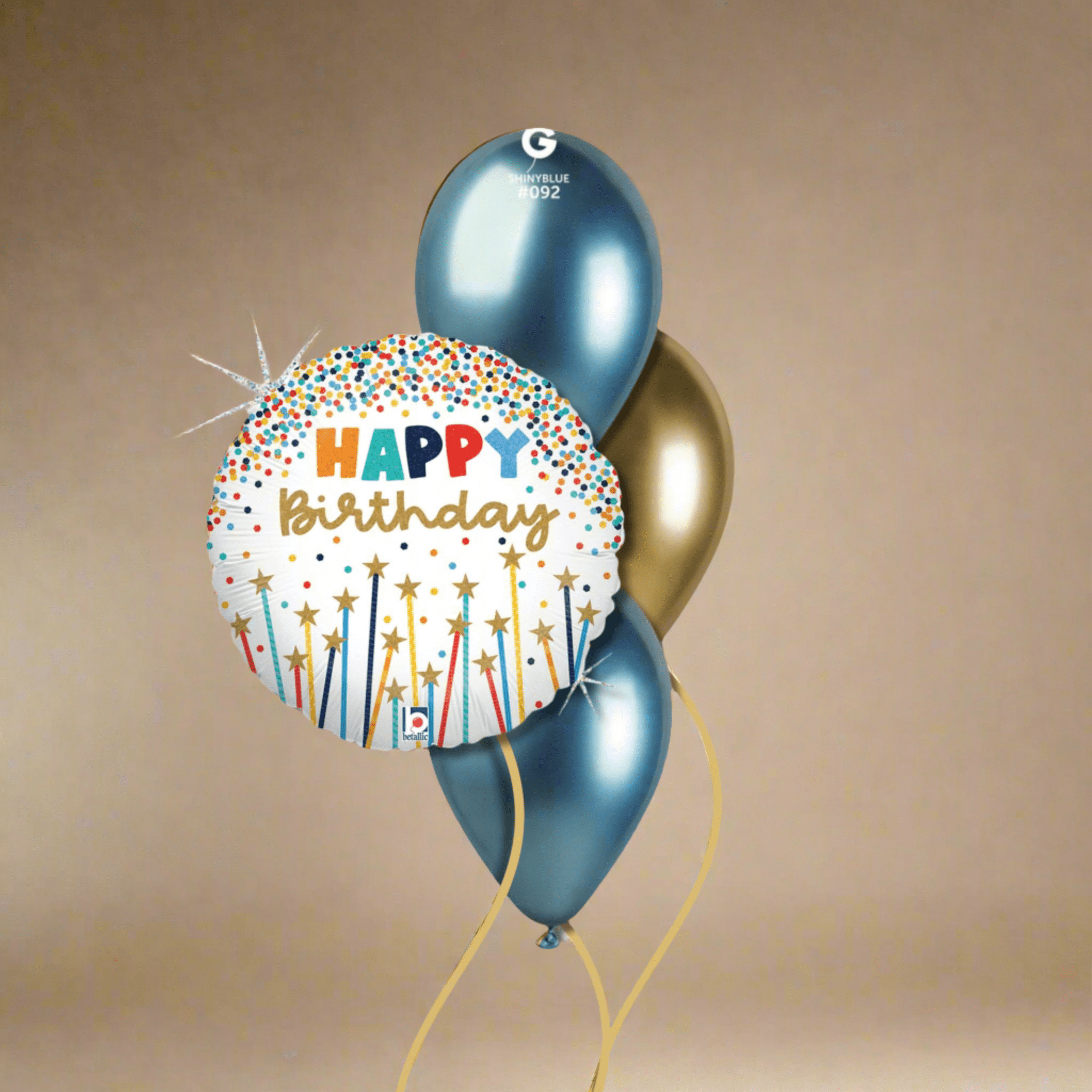 Gold & Blue Birthday Balloons | The Party Hut