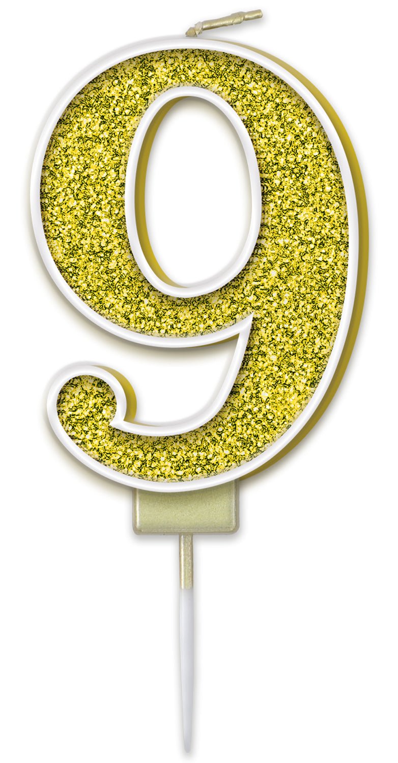 Gold No.9 Cake Candle