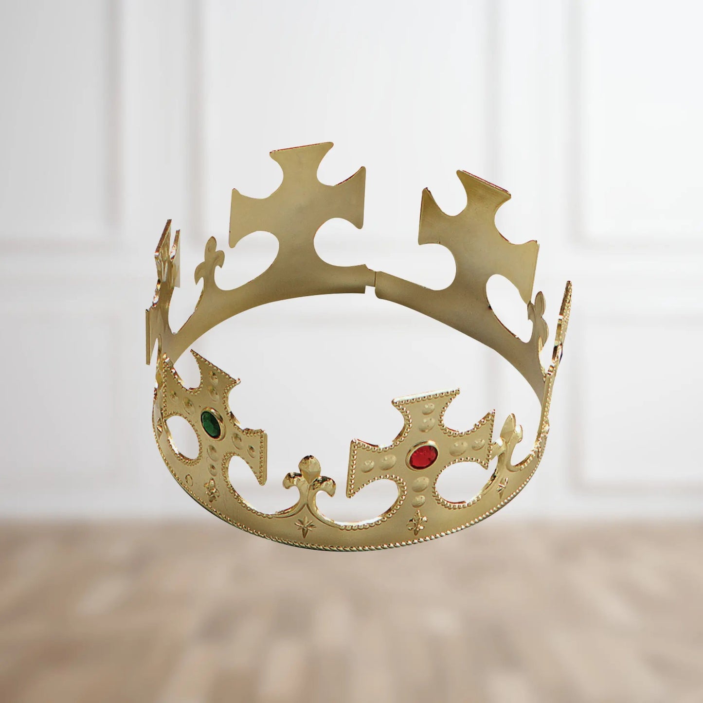 Gold Plastic Crown with Jewels – Flat Packed | The Party Hut