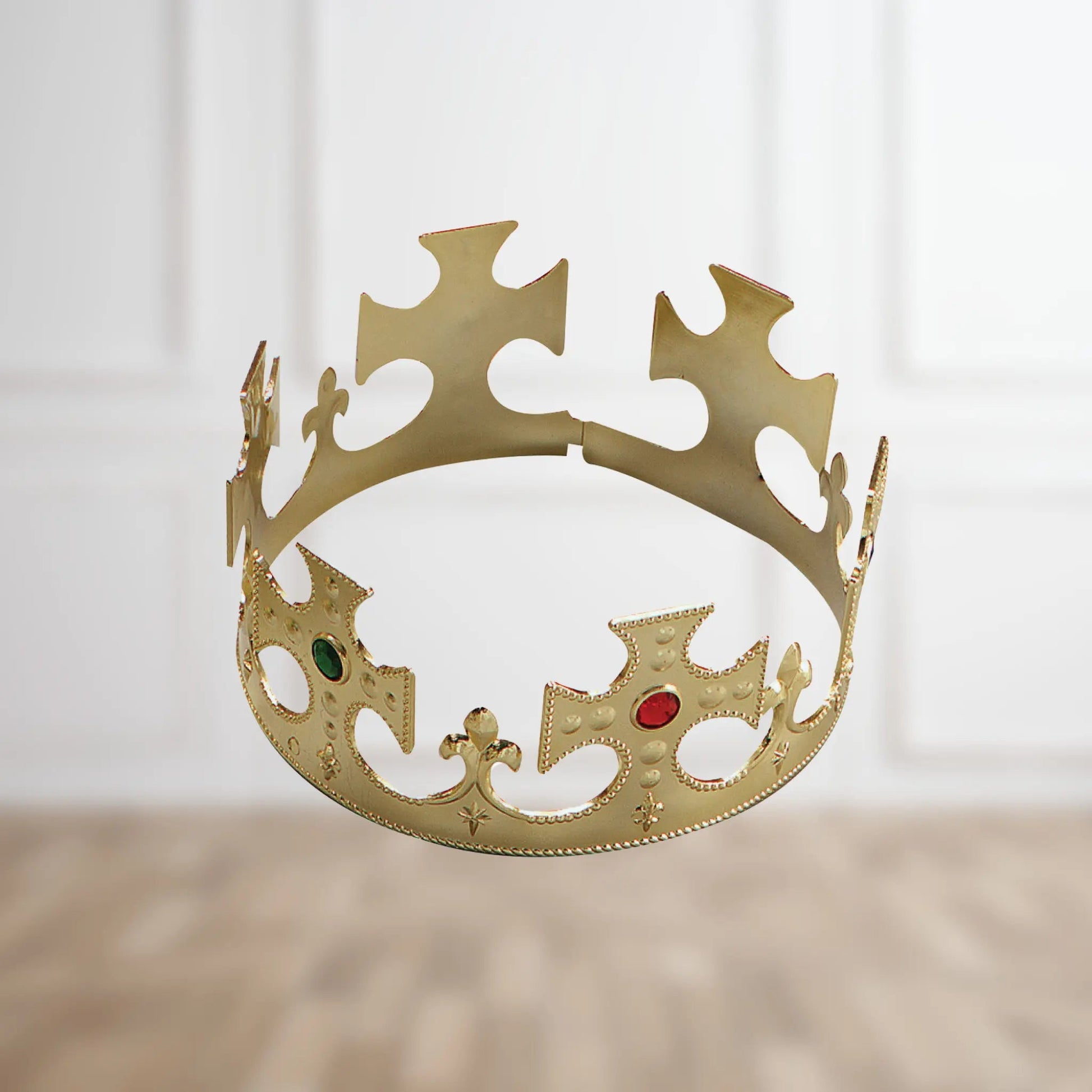 Gold Plastic Crown with Jewels – Flat Packed