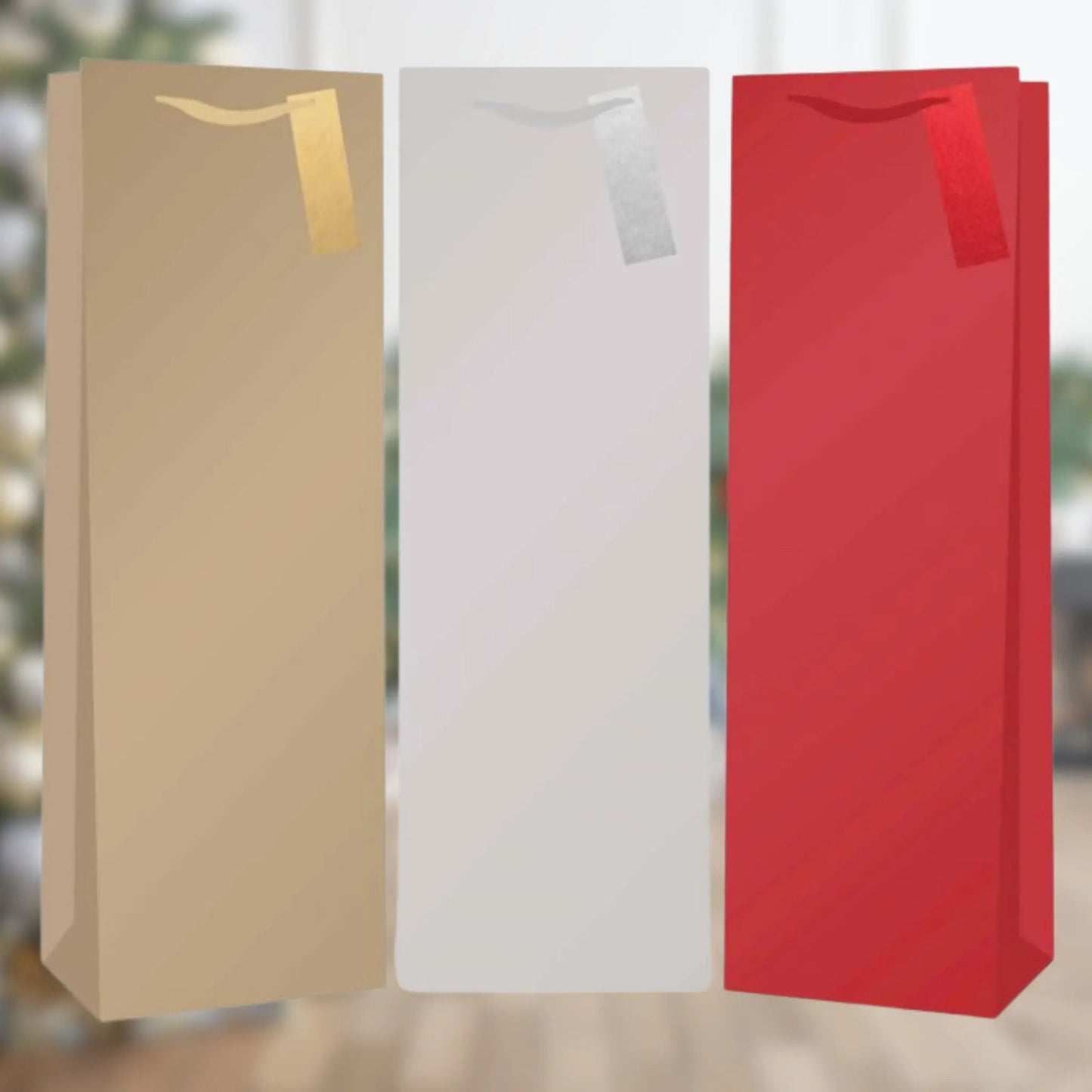 Gold, Silver & Red Metallic Bottle Bags | The Party Hut