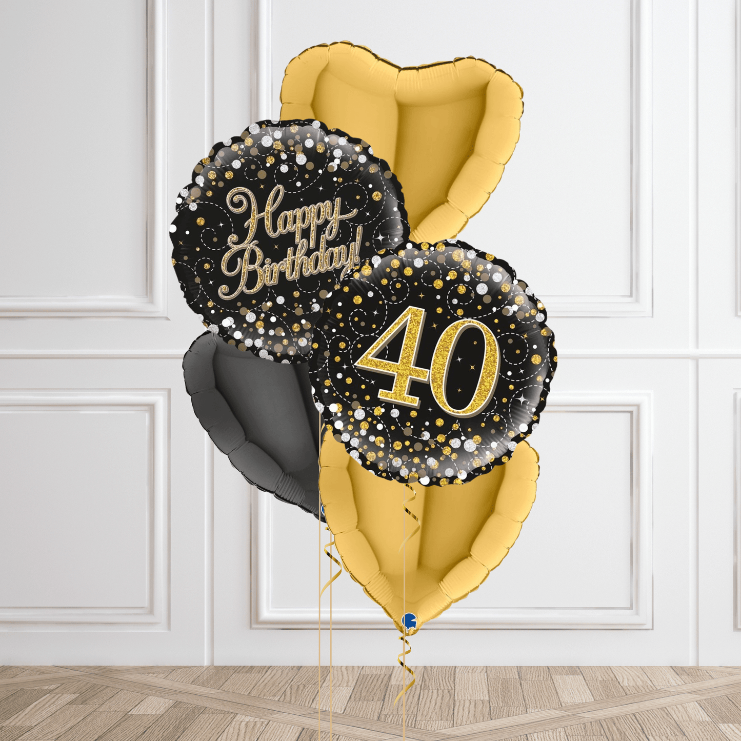 Gold Sparkle 40th Birthday Balloon Bouquet | The Party Hut