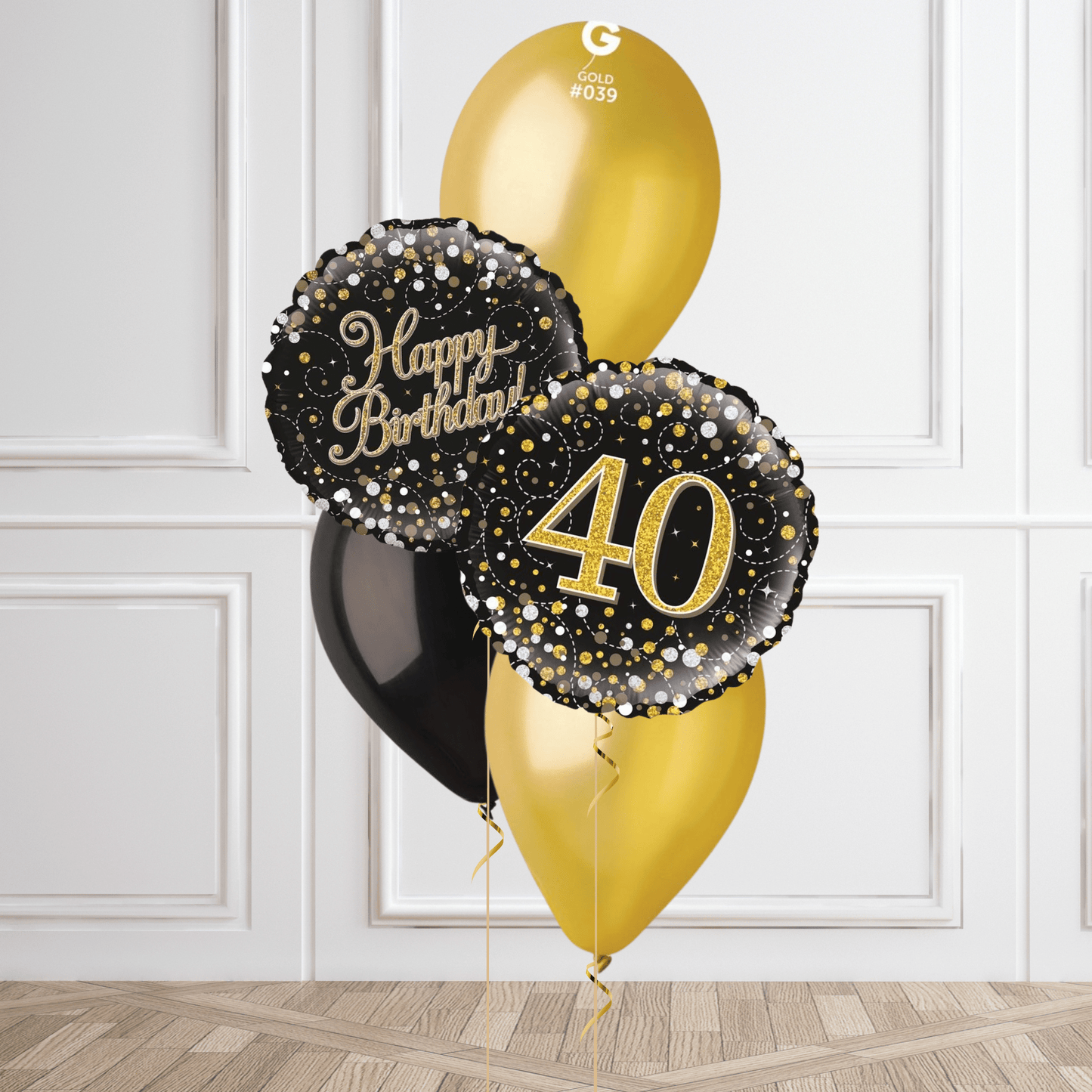 Gold Sparkle 40th Birthday Balloon Bouquet | The Party Hut