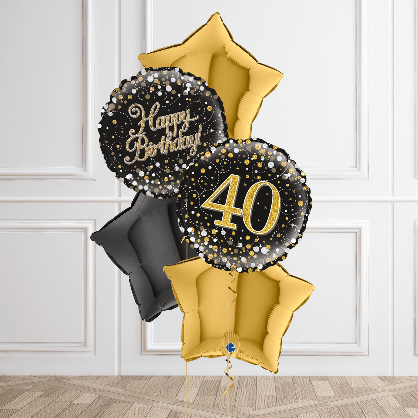 Gold Sparkle 40th Birthday Balloon Bouquet | The Party Hut