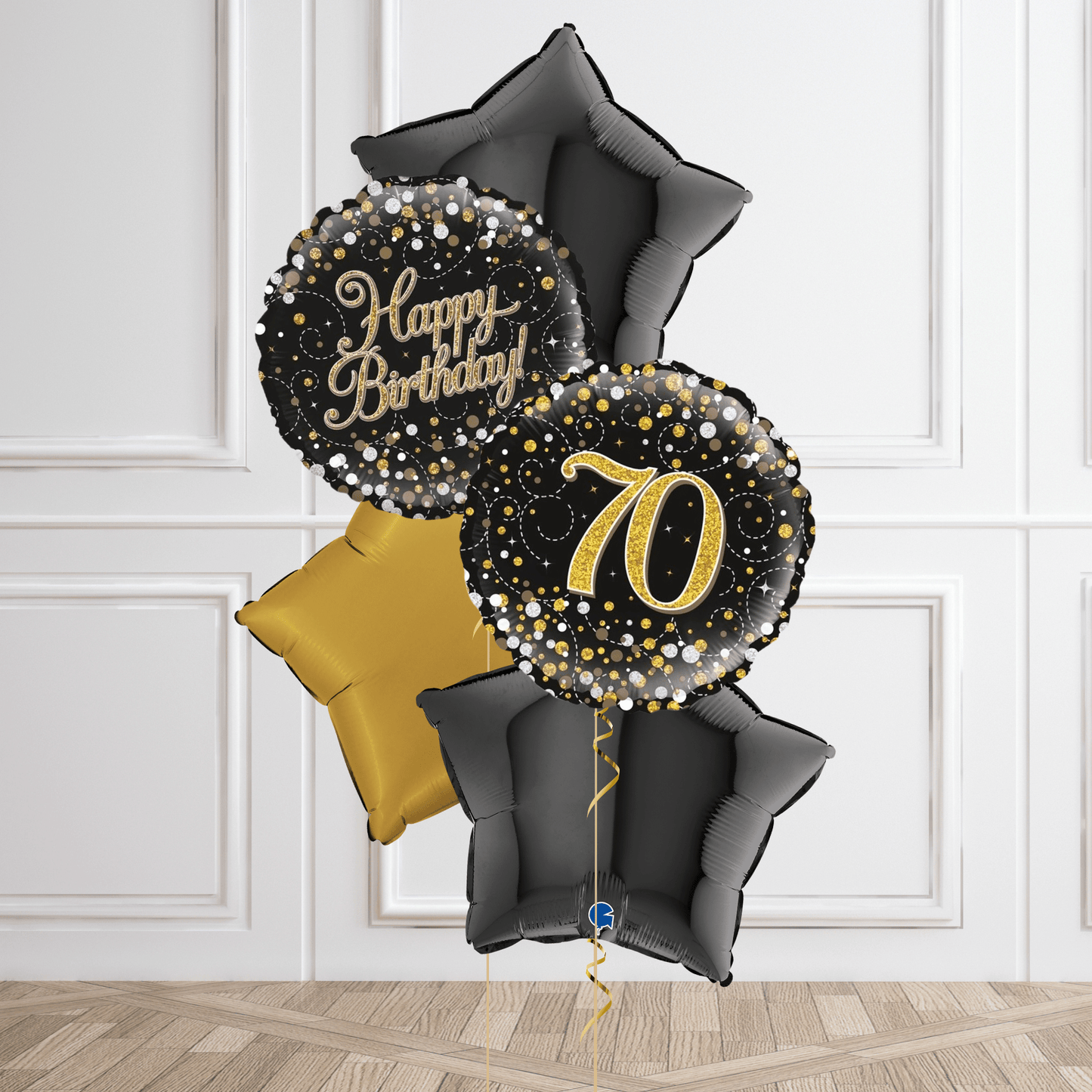 Gold Sparkle 70th Birthday Balloon Bouquet | The Party Hut