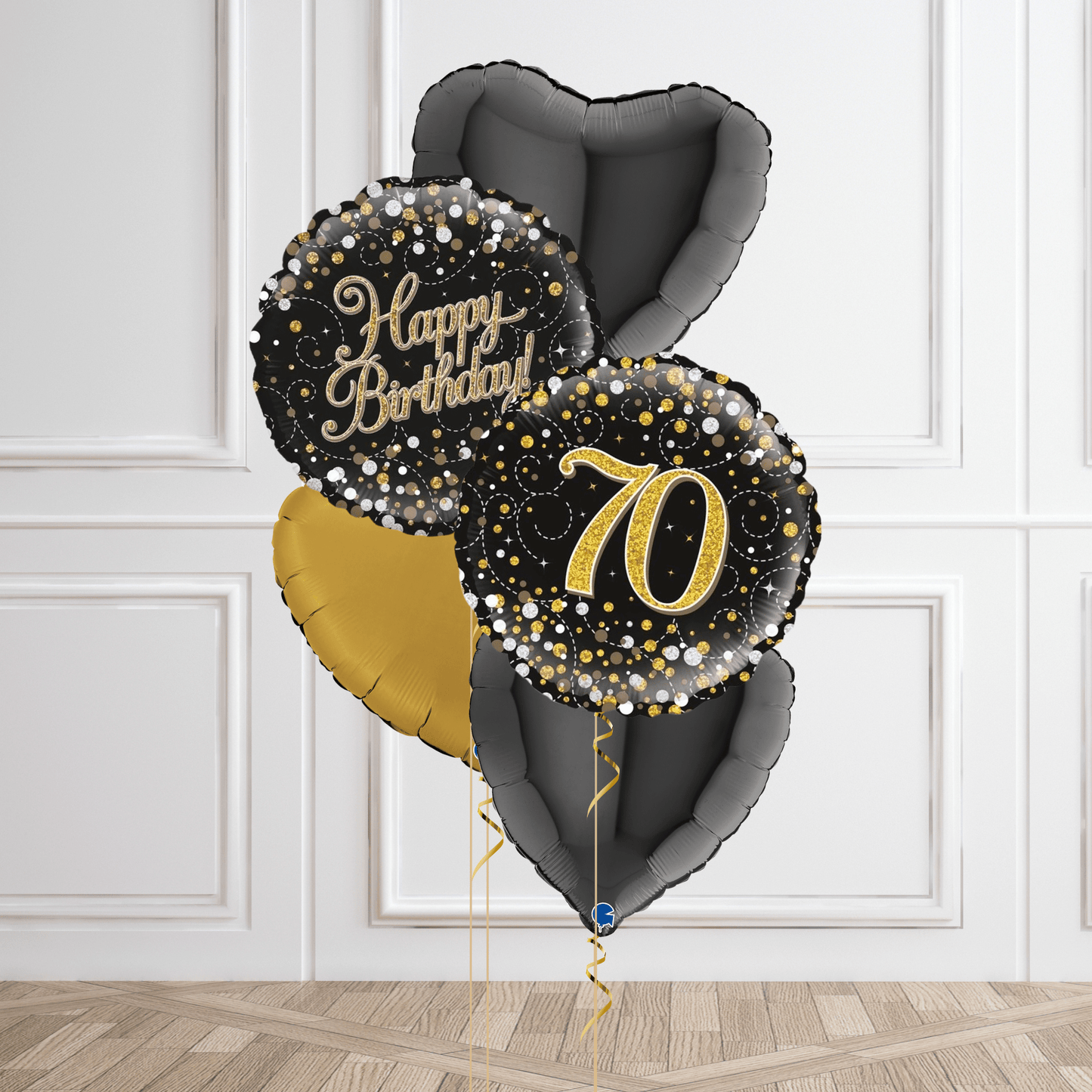 Gold Sparkle 70th Birthday Balloon Bouquet | The Party Hut