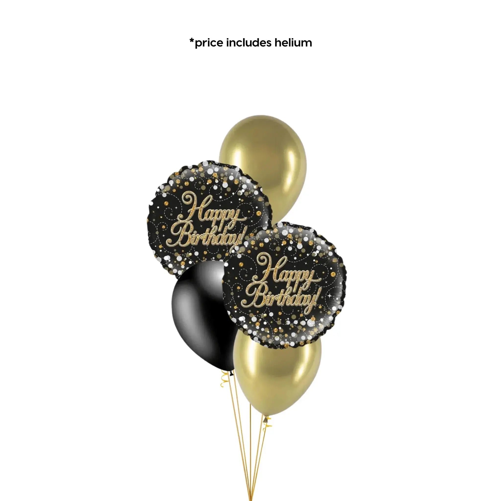 Gold Sparkle Birthday Balloon Bouquet | The Party Hut