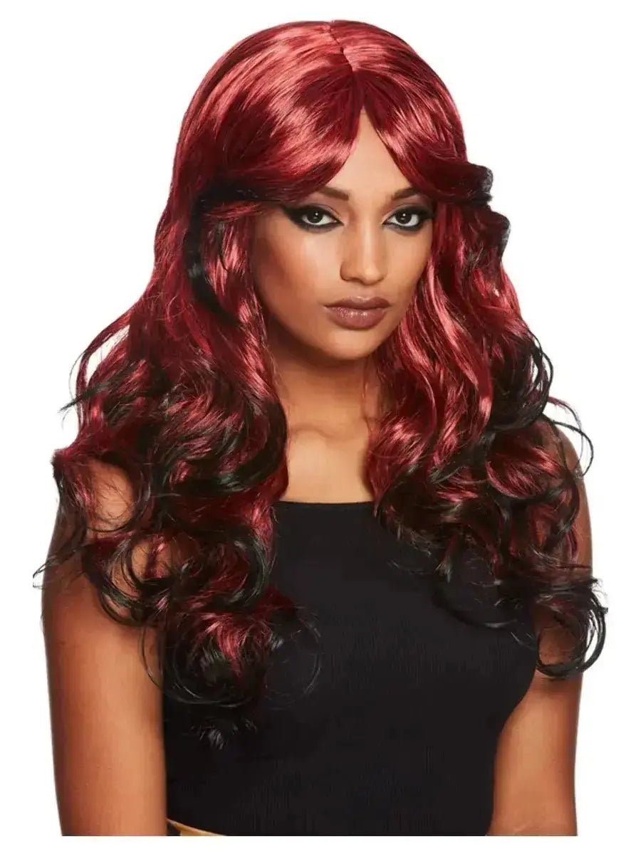 Gothic Bride Wig - Purple & Black / Black & Red