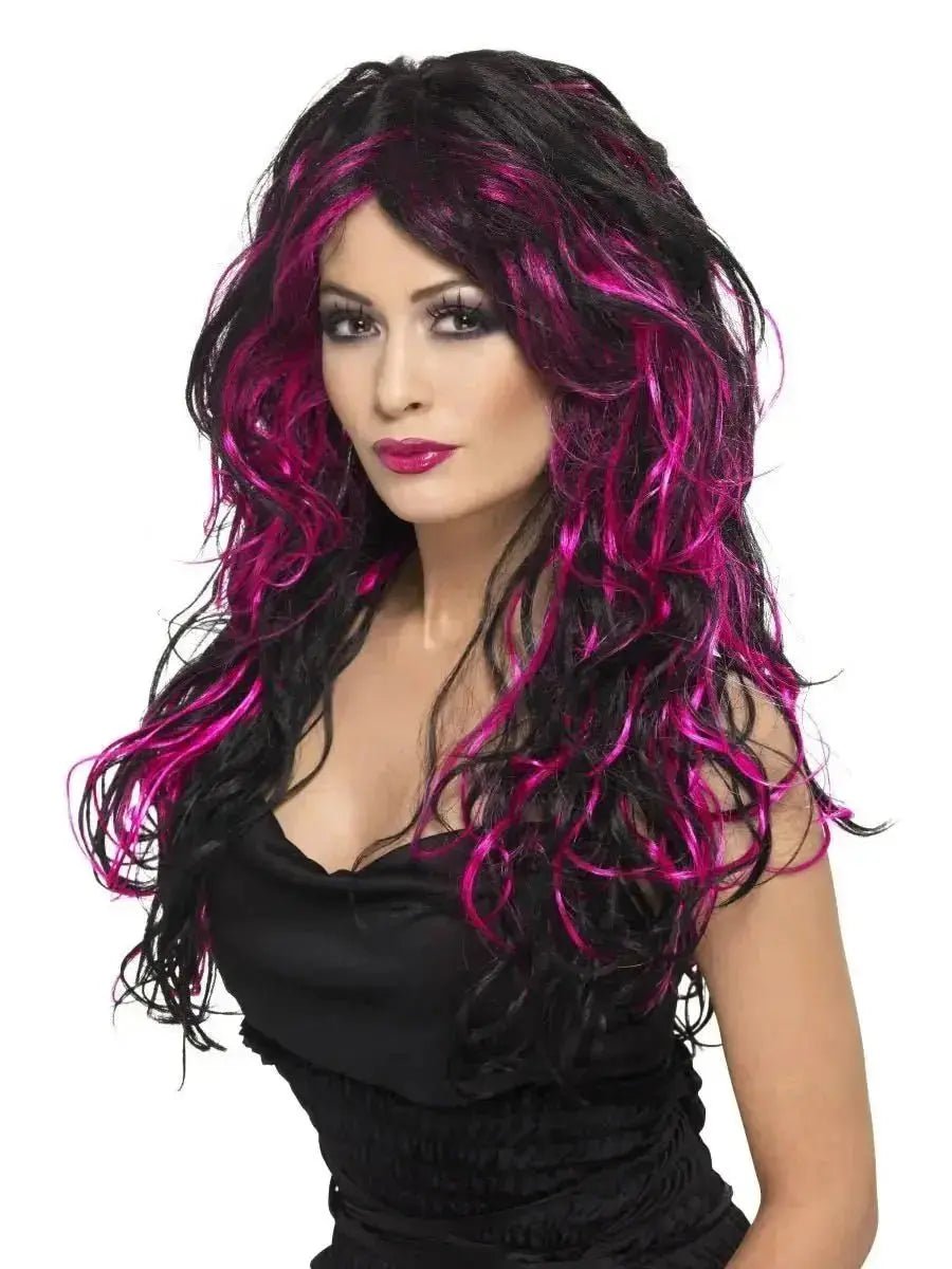 Gothic Bride Wig - Purple & Black / Black & Red