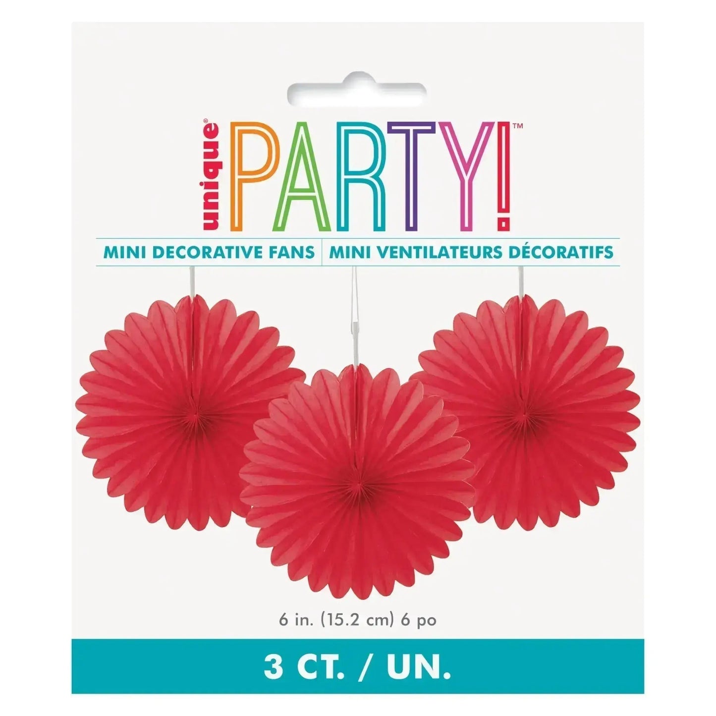 Hanging Fan Decoration - Ruby Red 3pk | The Party Hut