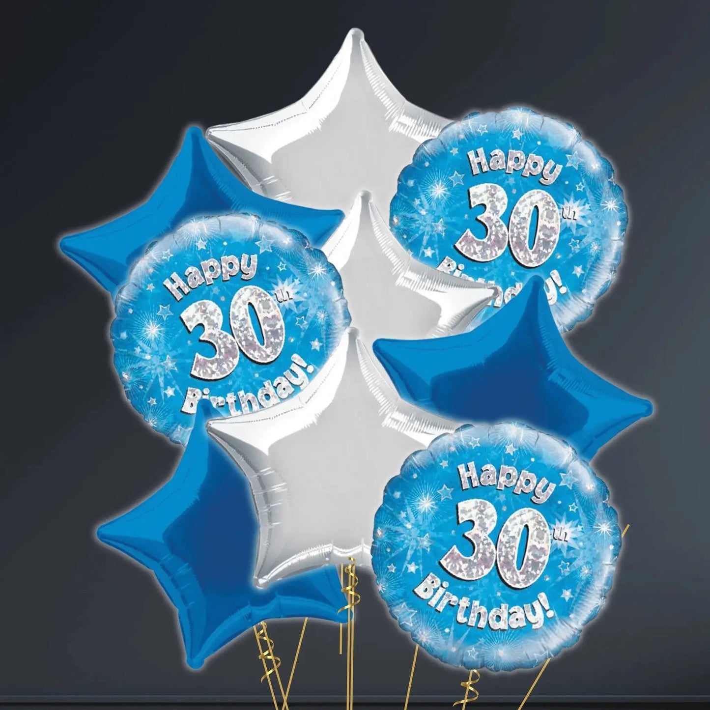 Happy 30th Birthday Blue Foil Balloon - 18" | The Party Hut