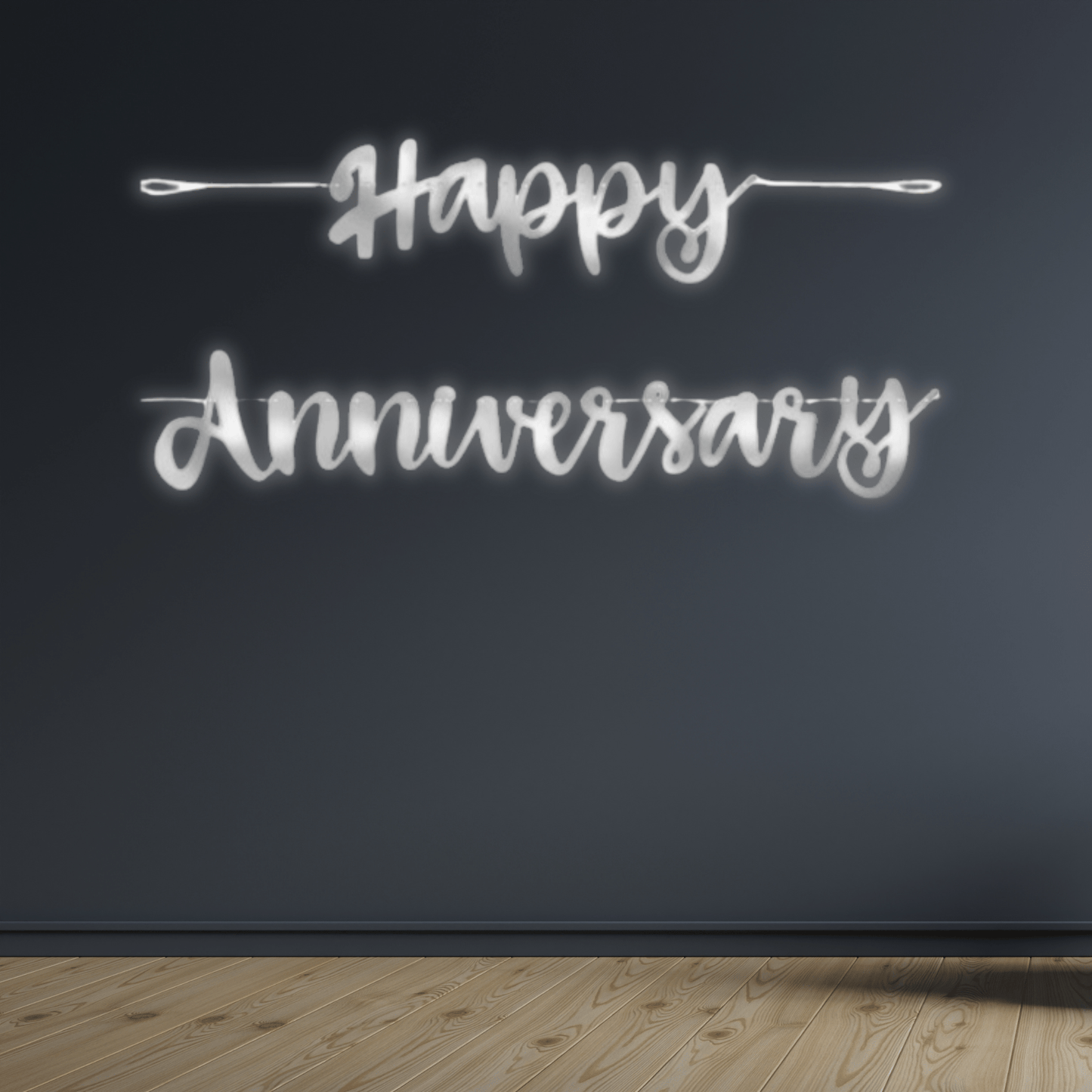 Happy Anniversary Silver Foil Script Banner – 1.82m | The Party Hut