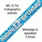 Happy Birthday Banners (Blue Sparkle) 2.7m | The Party Hut