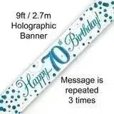 Happy Birthday Banners (Blue Sparkle) 2.7m | The Party Hut