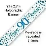 Happy Birthday Banners (Blue Sparkle) 2.7m | The Party Hut