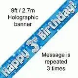 Happy Birthday Banners (Blue Sparkle) 2.7m | The Party Hut