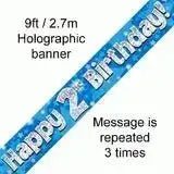 Happy Birthday Banners (Blue Sparkle) 2.7m | The Party Hut