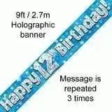 Happy Birthday Banners (Blue Sparkle) 2.7m | The Party Hut