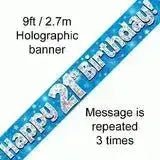 Happy Birthday Banners (Blue Sparkle) 2.7m | The Party Hut