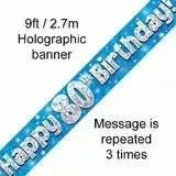 Happy Birthday Banners (Blue Sparkle) 2.7m | The Party Hut