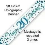 Happy Birthday Banners (Blue Sparkle) 2.7m | The Party Hut