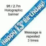 Happy Birthday Banners (Blue Sparkle) 2.7m | The Party Hut