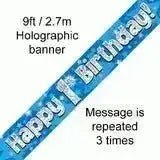 Happy Birthday Banners (Blue Sparkle) 2.7m