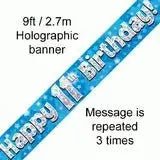 Happy Birthday Banners (Blue Sparkle) 2.7m | The Party Hut