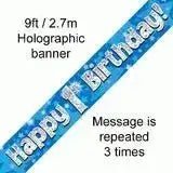 Happy Birthday Banners (Blue Sparkle) 2.7m | The Party Hut