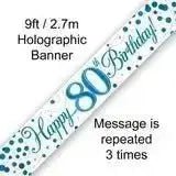 Happy Birthday Banners (Blue Sparkle) 2.7m | The Party Hut