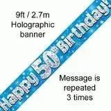 Happy Birthday Banners (Blue Sparkle) 2.7m | The Party Hut