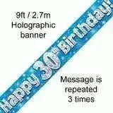 Happy Birthday Banners (Blue Sparkle) 2.7m | The Party Hut