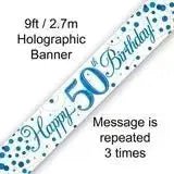 Happy Birthday Banners (Blue Sparkle) 2.7m | The Party Hut