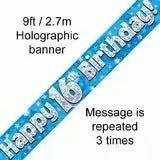 Happy Birthday Banners (Blue Sparkle) 2.7m | The Party Hut