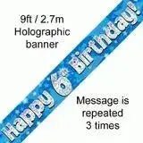 Happy Birthday Banners (Blue Sparkle) 2.7m | The Party Hut