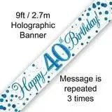 Happy Birthday Banners (Blue Sparkle) 2.7m | The Party Hut