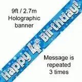 Happy Birthday Banners (Blue Sparkle) 2.7m | The Party Hut