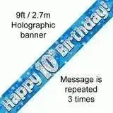 Happy Birthday Banners (Blue Sparkle) 2.7m | The Party Hut