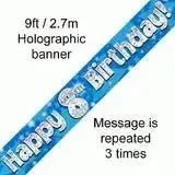 Happy Birthday Banners (Blue Sparkle) 2.7m | The Party Hut